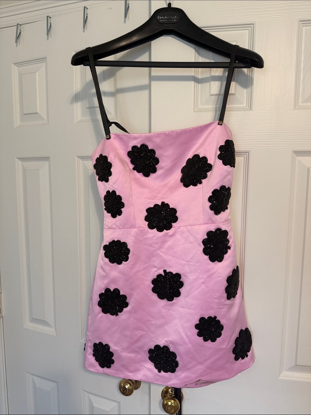 Cynthia Rowley Pink Mini Dress with Black Floral Appliqués